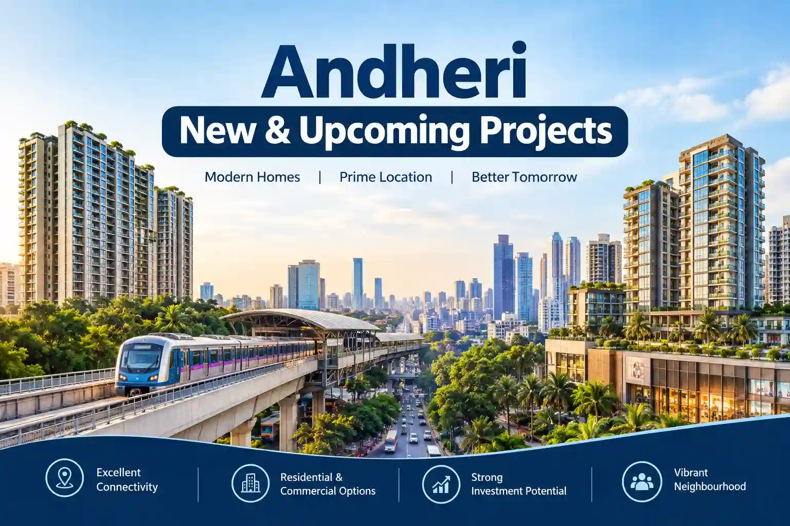 New and upcoming residential projects in Andheri, Mumbai with modern apartment buildings